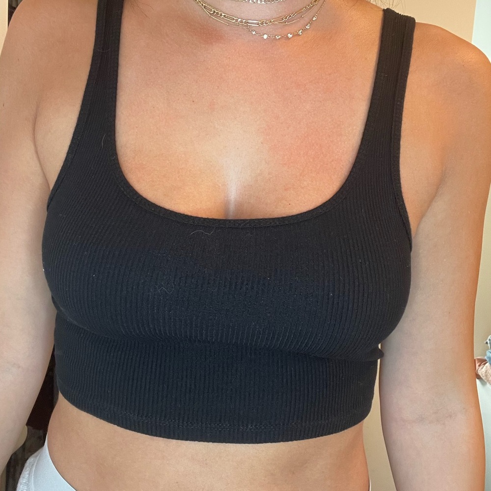 ASOS black ribbed cropped top